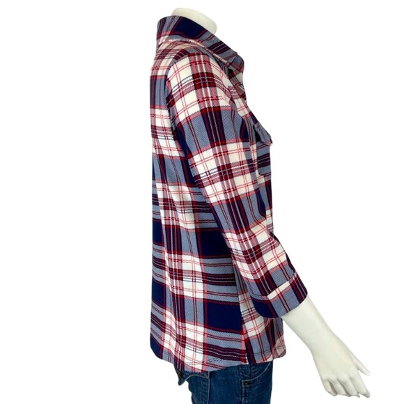 NWT Market & Spruce Balsman Button Down Plaid Knit Top - Picture 4 of 11